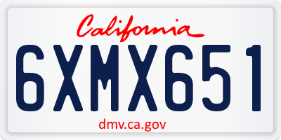 CA license plate 6XMX651