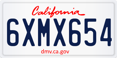 CA license plate 6XMX654