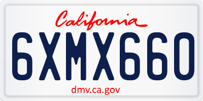 CA license plate 6XMX660