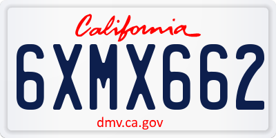 CA license plate 6XMX662