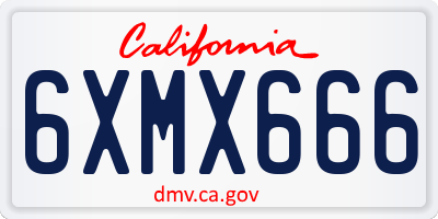 CA license plate 6XMX666