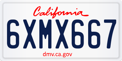 CA license plate 6XMX667