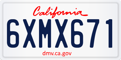 CA license plate 6XMX671