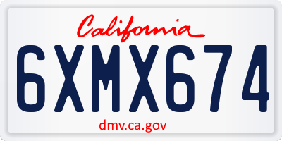 CA license plate 6XMX674