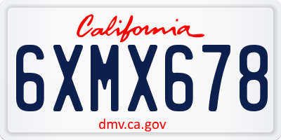 CA license plate 6XMX678