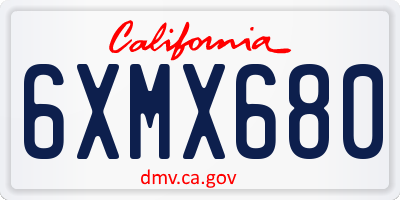 CA license plate 6XMX680