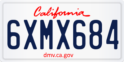 CA license plate 6XMX684