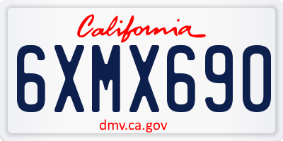 CA license plate 6XMX690