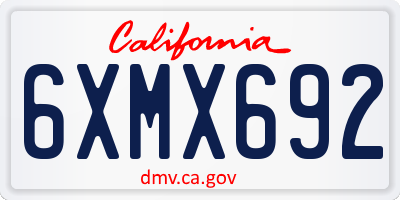 CA license plate 6XMX692