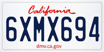 CA license plate 6XMX694