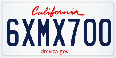 CA license plate 6XMX700