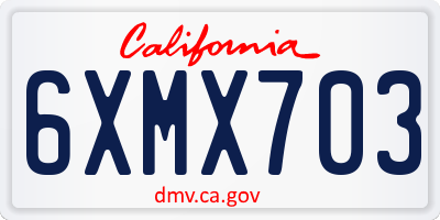 CA license plate 6XMX703