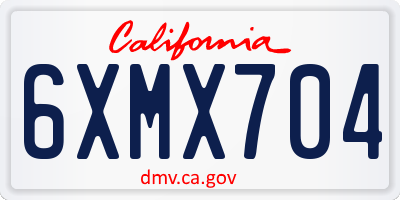 CA license plate 6XMX704