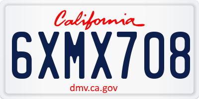 CA license plate 6XMX708