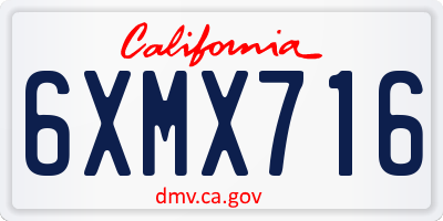 CA license plate 6XMX716