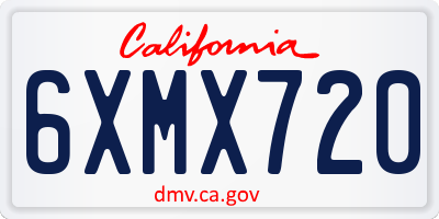 CA license plate 6XMX720