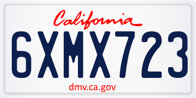 CA license plate 6XMX723
