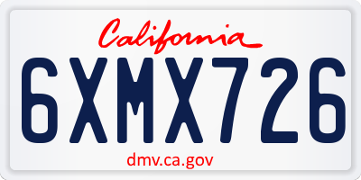 CA license plate 6XMX726