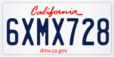 CA license plate 6XMX728