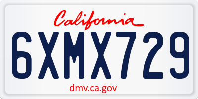 CA license plate 6XMX729