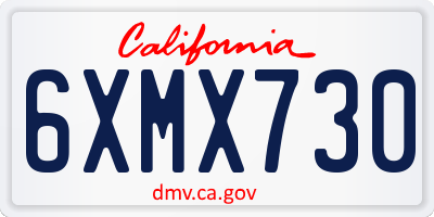 CA license plate 6XMX730