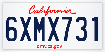 CA license plate 6XMX731