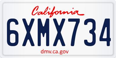 CA license plate 6XMX734