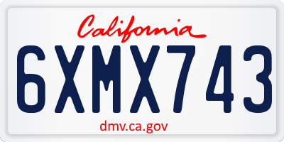 CA license plate 6XMX743