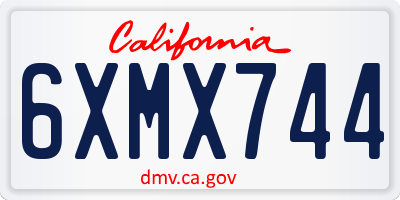 CA license plate 6XMX744