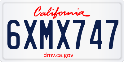CA license plate 6XMX747