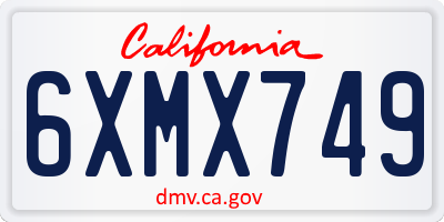CA license plate 6XMX749