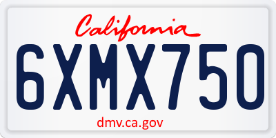 CA license plate 6XMX750