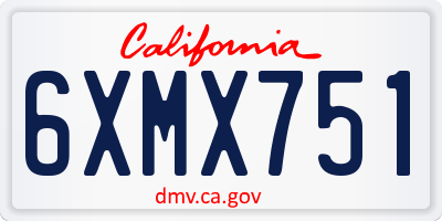 CA license plate 6XMX751