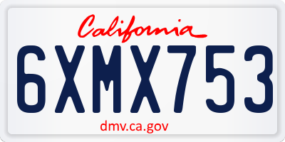 CA license plate 6XMX753