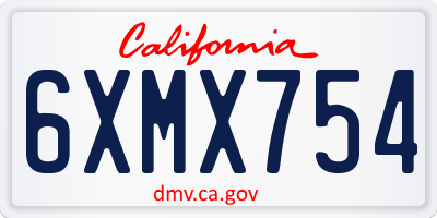 CA license plate 6XMX754