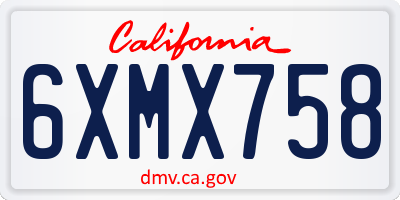 CA license plate 6XMX758