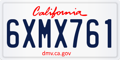 CA license plate 6XMX761