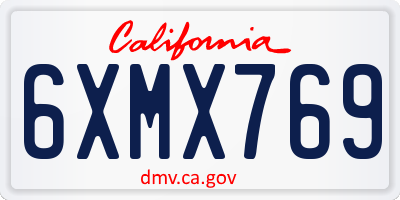 CA license plate 6XMX769