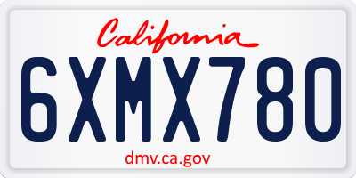 CA license plate 6XMX780