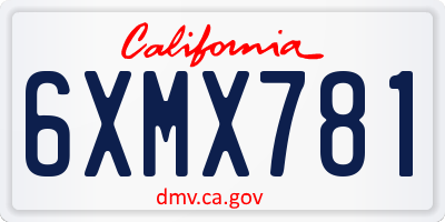 CA license plate 6XMX781