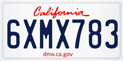 CA license plate 6XMX783
