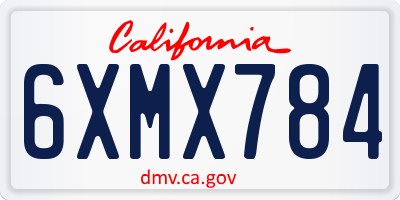 CA license plate 6XMX784