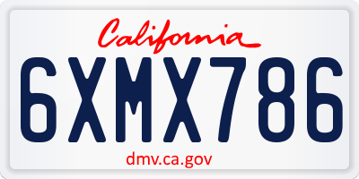 CA license plate 6XMX786