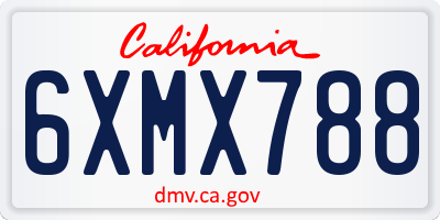 CA license plate 6XMX788
