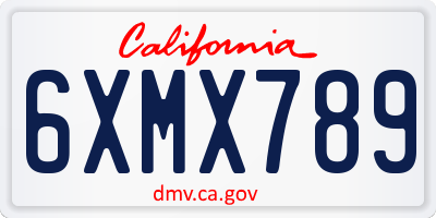CA license plate 6XMX789