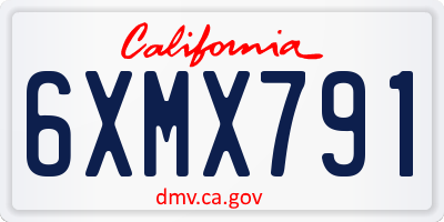 CA license plate 6XMX791