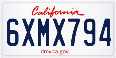 CA license plate 6XMX794