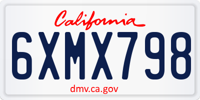 CA license plate 6XMX798