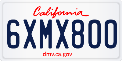 CA license plate 6XMX800