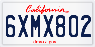 CA license plate 6XMX802